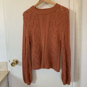 Leith pointelle sweater in size small color rust